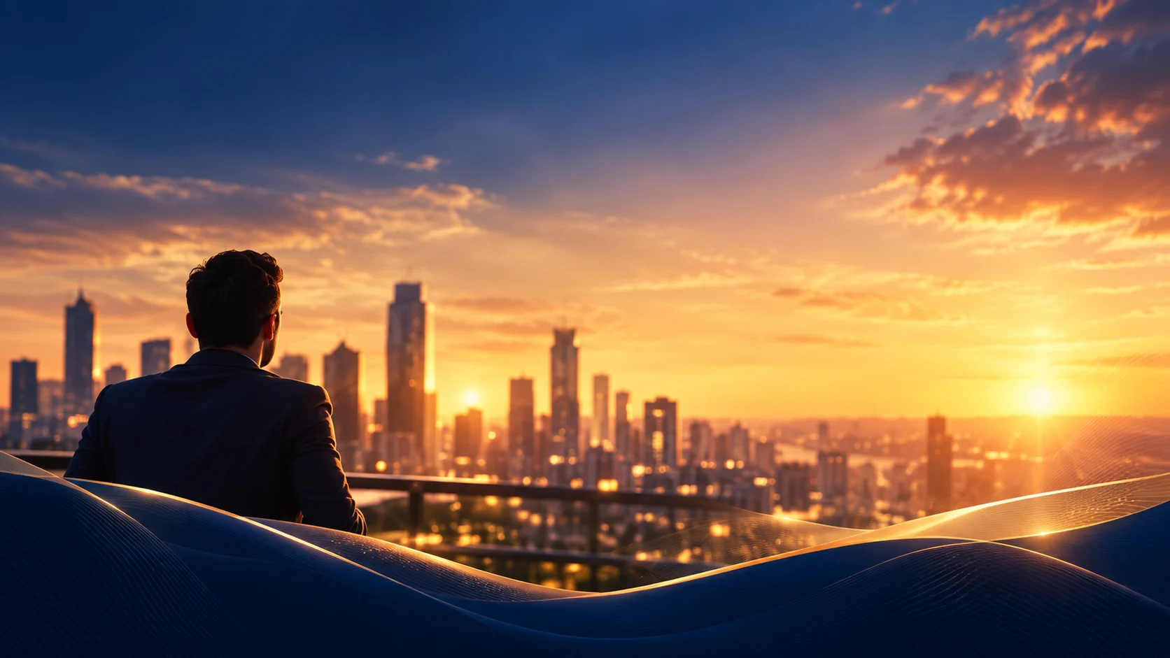 Cidade ao pôr do sol